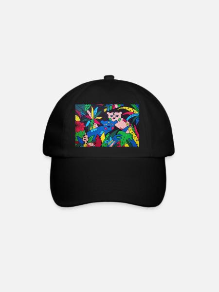 Mystische Panther Pop Art - Baseballkappe - Schwarz/Schwarz