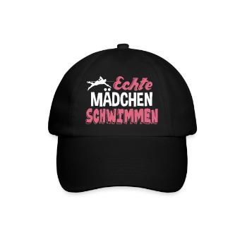 Echte Mädchen schwimmen - Baseballkappe - Schwarz/Schwarz - Vorne