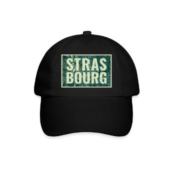 Strasbourg Stadtkarte – Urbanes Design - Baseballkappe - Schwarz/Schwarz - Vorne