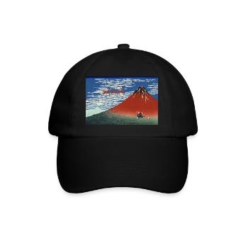 Fuji-Gebirge in der Weihnachtszeit, Japanische - Baseballkappe - Schwarz/Schwarz - Vorne