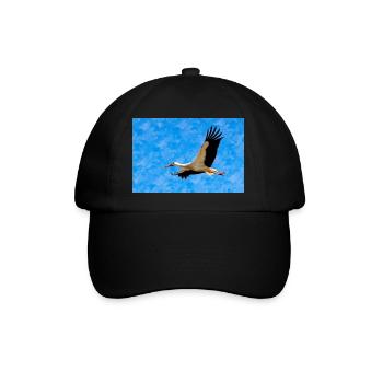 Storch im Flug - Baseballkappe - Schwarz/Schwarz - Vorne