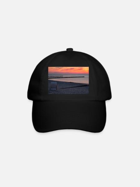 Abendrot an der Ostsee - Baseballkappe - Schwarz/Schwarz