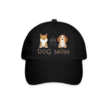 Dog Mom mit 3 Hunden - Baseballkappe - Schwarz/Schwarz - Vorne