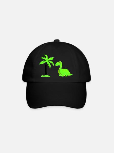 dinosaurier palme 02 - Baseballkappe - Schwarz/Schwarz