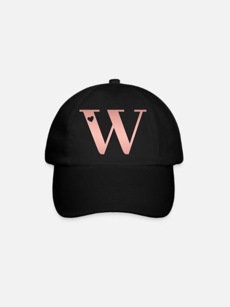 Buchstabe W Roségold - Baseballkappe - Schwarz/Schwarz