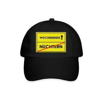 Straßenschild Wochenende geht man feiern - Baseballkappe - Schwarz/Schwarz - Vorne