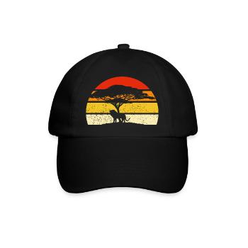 Löwe unter einem Baum Safari Afrika - Baseballkappe - Schwarz/Schwarz - Vorne
