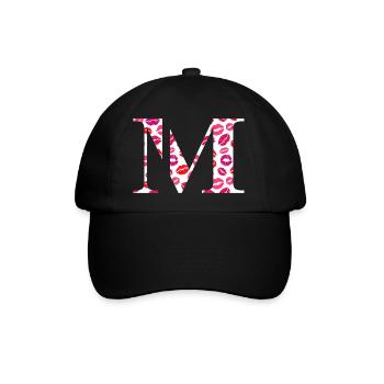 Buchstabe m Küsse - Baseballkappe - Schwarz/Schwarz - Vorne