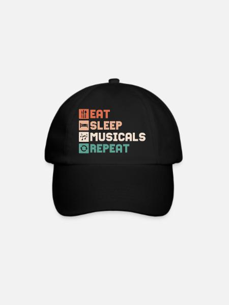 Eat Sleep Musicals Repeat Theater Singing - Baseballkappe - Schwarz/Schwarz