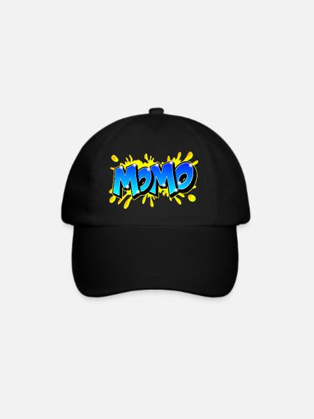 Graffiti Name MOMO druckbar auf alles - Baseballkappe - Schwarz/Schwarz