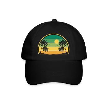 Retro Sommer Sonnenuntergang - Baseballkappe - Schwarz/Schwarz - Vorne