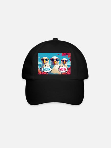 Moin Moin Möwen - Baseballkappe - Schwarz/Schwarz