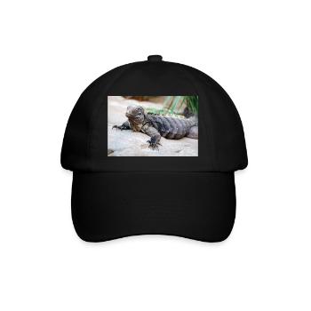 Kubanischer Felsenleguan auch Kubanischer Bodenleguan - Baseballkappe - Schwarz/Schwarz - Vorne