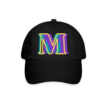 Mehrfarbiger Buchstabe m - Baseballkappe - Schwarz/Schwarz - Vorne