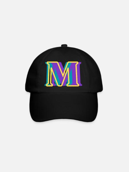 Mehrfarbiger Buchstabe m - Baseballkappe - Schwarz/Schwarz