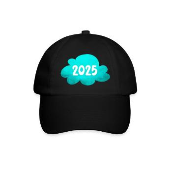Wolke 2025 Struktur New Year Sylvester Neujahr - Baseballkappe - Schwarz/Schwarz - Vorne