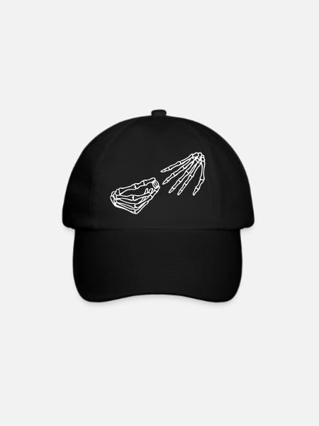 Ätherisches Skelett Hand- und Knochendesign - Baseballkappe - Schwarz/Schwarz