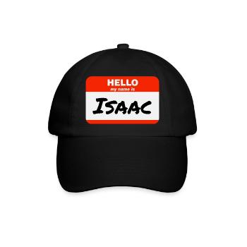 Hello My Name Is Isaac Etikett Namensschild - Baseballkappe - Schwarz/Schwarz - Vorne