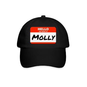 Hello My Name Is Molly Etikett Namensschild - Baseballkappe - Schwarz/Schwarz - Vorne