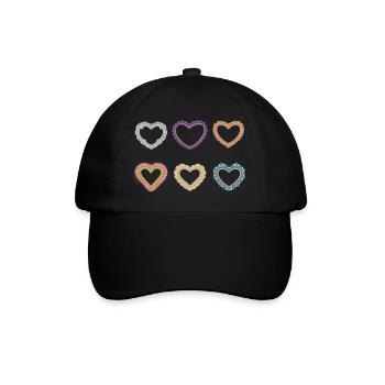 Filigrane Spitzenherzen - Baseballkappe - Schwarz/Schwarz - Vorne