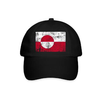 Groenland / Grönland Fahne Grunge Retro Vintage - Baseballkappe - Schwarz/Schwarz - Vorne