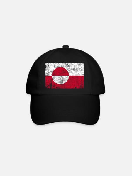 Groenland / Grönland Fahne Grunge Retro Vintage - Baseballkappe - Schwarz/Schwarz