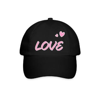 Pastellliebe und gezeichnete Herzen - Baseballkappe - Schwarz/Schwarz - Vorne