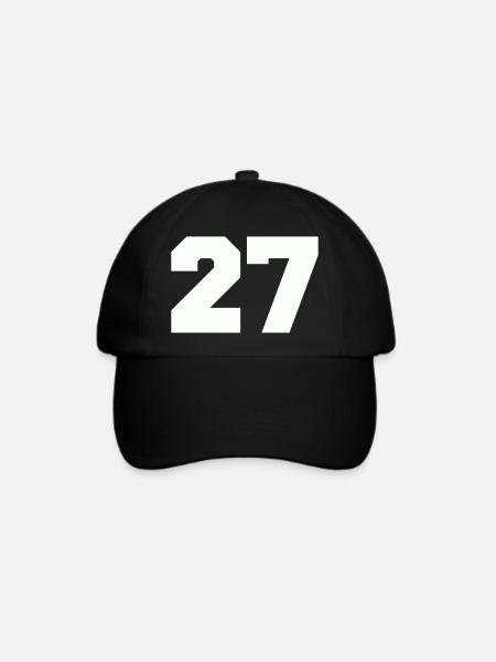 Zahl 27  - Baseballkappe - Schwarz/Schwarz