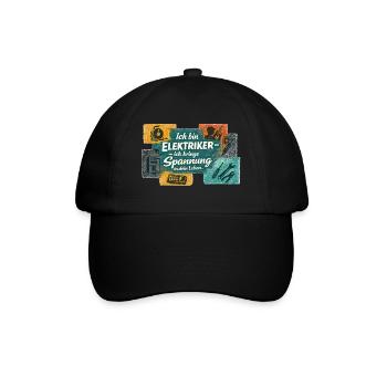 Ich bin Elektriker Spannung ins Leben - Baseballkappe - Schwarz/Schwarz - Vorne