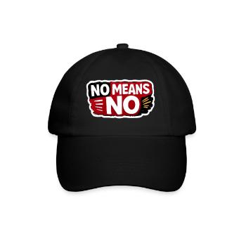 Nein heißt Nein – Einwilligungsaufkleber - Baseballkappe - Schwarz/Schwarz - Vorne