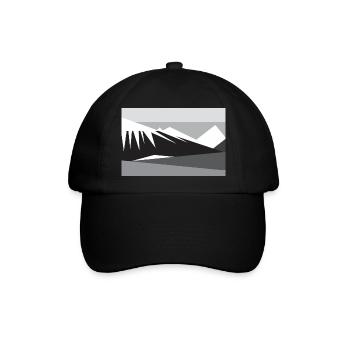 Geometische Bergsilhouette - Baseballkappe - Schwarz/Schwarz - Vorne
