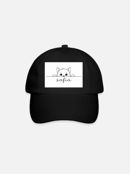 Das kleine süße Kätzchen schaut Sofia an - Baseballkappe - Schwarz/Schwarz