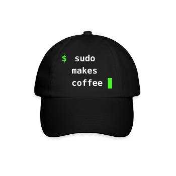 Sudo Makes Coffee – Linux Terminal Design - Baseballkappe - Schwarz/Schwarz - Vorne