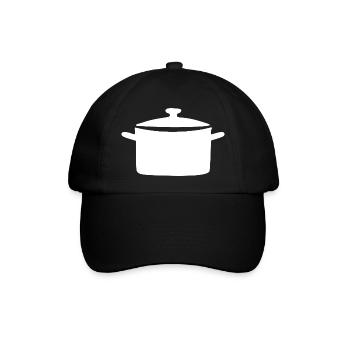 Kochtopf Topf kochen Symbol weiß Geschenk Koch  - Baseballkappe - Schwarz/Schwarz - Vorne