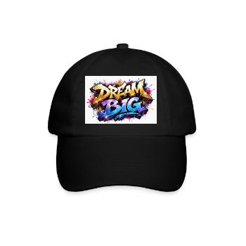 Dream Big Graffiti Druckkunst - Baseballkappe - Schwarz/Schwarz - Vorne