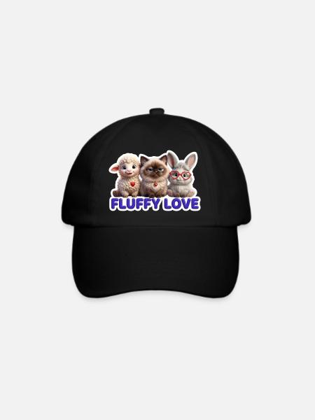 Fluffy Liebe Trio - Baseballkappe - Schwarz/Schwarz