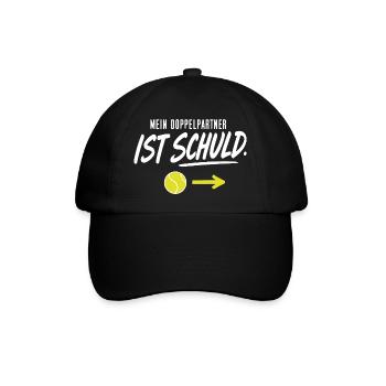 Mein Doppelpartner ist schuld Tennis Spruch - Baseballkappe - Schwarz/Schwarz - Vorne