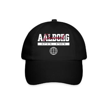 Aalborg Dänemark Koordinaten Reise Souvenir - Baseballkappe - Schwarz/Schwarz - Vorne