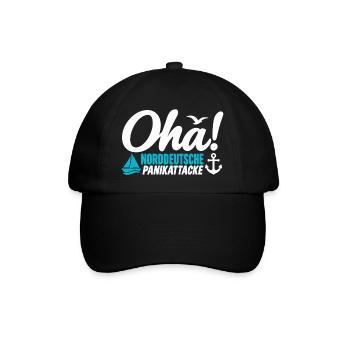 Oha! Norddeutsche Panikattacke – Küstenhumor - Baseballkappe - Schwarz/Schwarz - Vorne