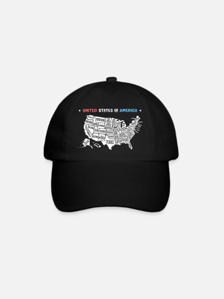 Amerikanische Kartengrafik - Baseballkappe - Schwarz/Schwarz