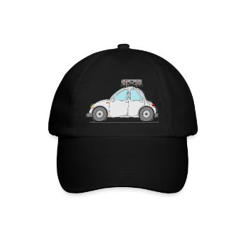 Auto mit Koffer auf dem Dach in Grau - Baseballkappe - Schwarz/Schwarz - Vorne
