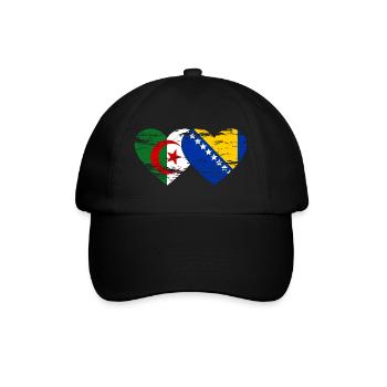 Algerien Bosnien Flagge Herz used - Baseballkappe - Schwarz/Schwarz - Vorne