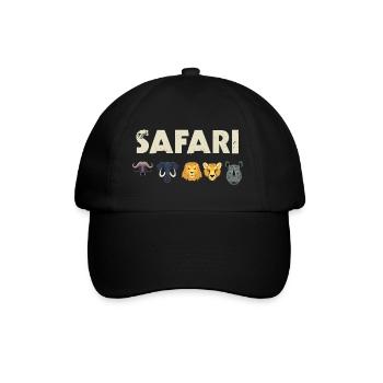 Safari Afrika Wildtiere Big Five Geschenk - Baseballkappe - Schwarz/Schwarz - Vorne