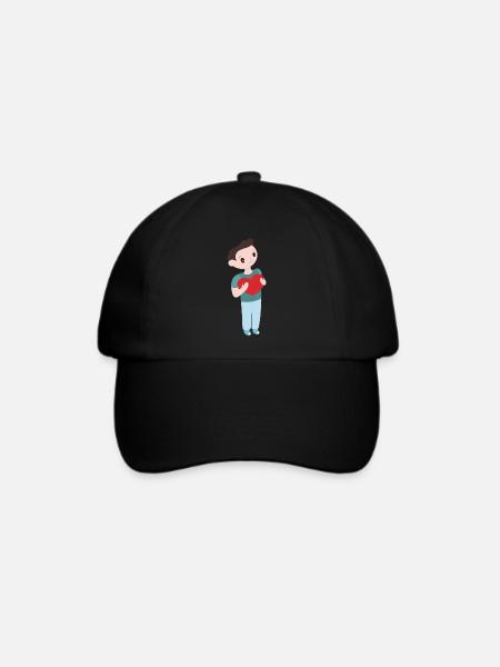 Junge mit Herz - Baseballkappe - Schwarz/Schwarz