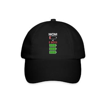 Mom of 3 Boys Funny Woman Girl With Three 3 Sons C - Baseballkappe - Schwarz/Schwarz - Vorne