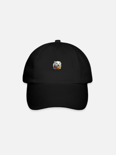 Eisbär mit Schal - Baseballkappe - Schwarz/Schwarz