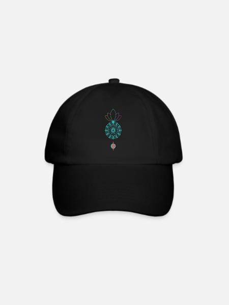 Mandala-Lotus Farbspiel - Baseballkappe - Schwarz/Schwarz