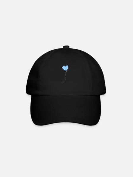 Blauer Herz Luftballon Baby Geschenkidee - Baseballkappe - Schwarz/Schwarz