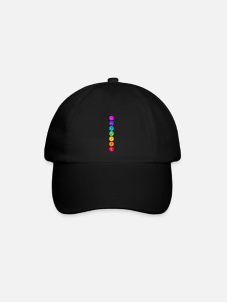 7 Chakra Symbole Energiezentren - Baseballkappe - Schwarz/Schwarz