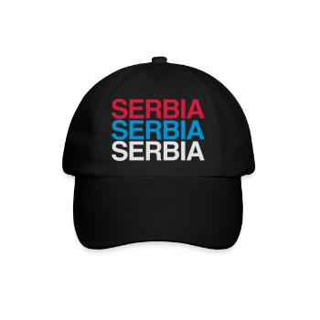 SERBIA Serbien Team Flagge  - Baseballkappe - Schwarz/Schwarz - Vorne